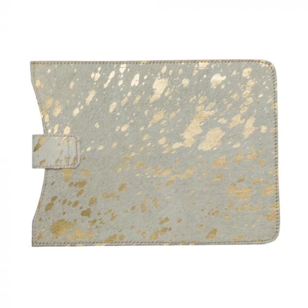 I Pad Cover- White and Gold Acid Cowhide